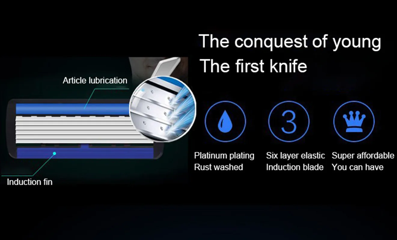 6 Layers Razor 1 Razor Holder 7 Blades Replacement Shaver Head Cassette Shaving Razor Set Face Knife For Man face shaver