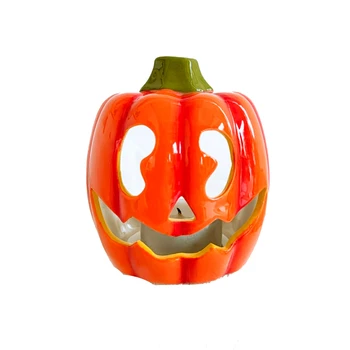 

Ceramic Small Modern Candle Holder Pumpkin Creative Hollow Candlestick Halloween Lantern Portavelas Home Decoration EB50ZT