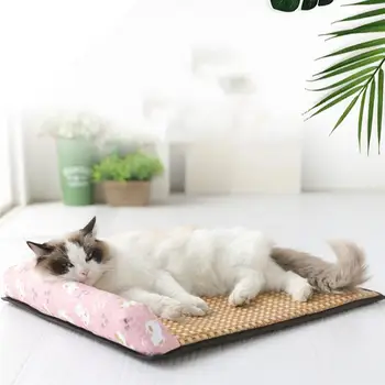 

Cat Printing Pet Dog Sleeping Mat Summer Puppy Cooling Mat Pad Bed Cooling Cushion Cats Summer Cooling Beds (Pink Size S-L)