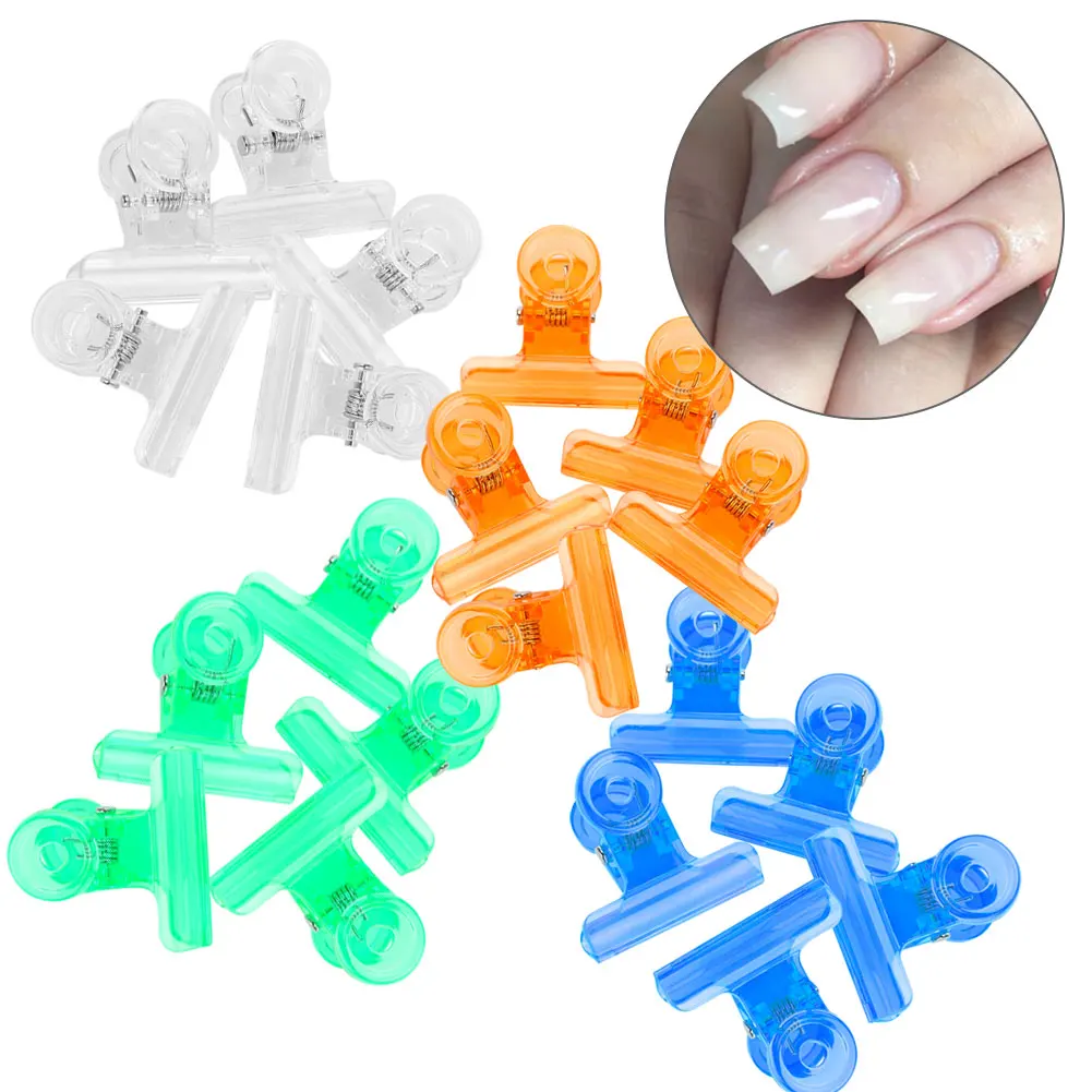 5pcs C Curve Nail Extension Pinching Clips Multifunction Plastic Nail Art Accessory Professional Manicure Pincer Tool Polychrome