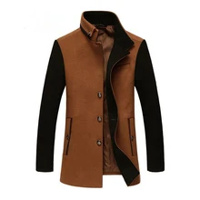 Для мужчин из овечьей шерсти шерстяное пальто на осень и зиму, Для мужчин, носки для малышей, толстые, бизнес куртка однобортная модель Для мужчин с защитой от ветра