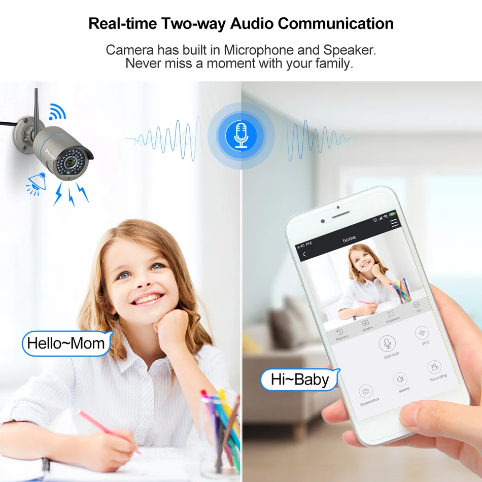 H.265 8CH Wireless Camera CCTV System 1080P 2MP NVR Kit IR Outdoor Wifi IP Camera Two Way Audio Vid