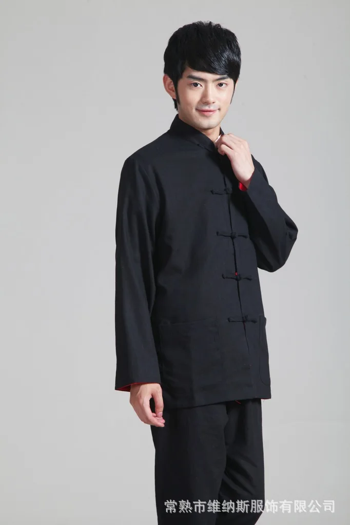 New Style Cotton Linen Clothing Chinese Costume Men's Long Sleeve Double-sided Wear 2973-2 Ethnic-Style Flax Chinese Costume Chi