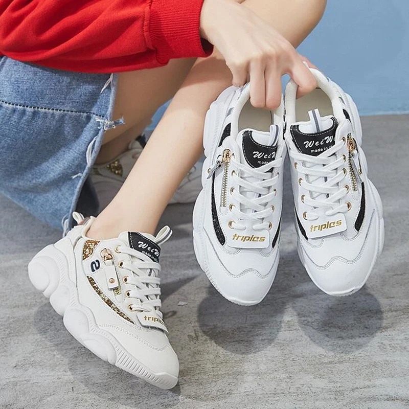 WGZNYN NEW High Quality Trainers Women Platform Sneakers Women Breathable Casual Shoes Woman Chunky Sneakers Zapatos De Mujer W4