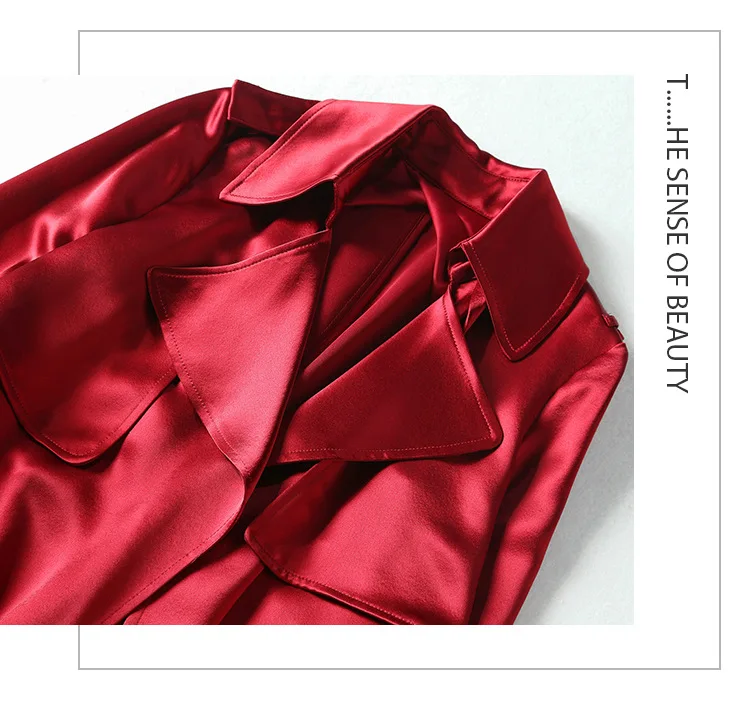 women's down coats & jackets High-end Women Trench Coat Acetate Satin Bodycon Windbreaker 2022 New Korean Overcoat Lapel Fashion Spring Autumn coat puffer coat women