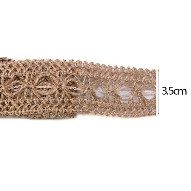 2M 3.5~5cm Width Natural Jute Burlap Roll Ribbon Vintage Hollow Weave Hemp Rope Wedding Party Gift Box Decor Supplies DIY Crafts B06