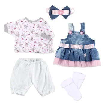 

Cute 4 Pcs Baby Girl Clothes Set Suit For 20-22Inch Reborn Baby Doll Clothes skirt doll set