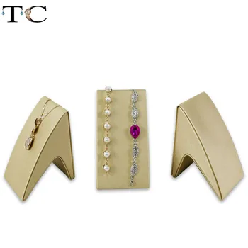 

Gold PU Leather V Shape Necklace Jewelry Display Stand Bracelet Bead Chain Anklet Jewelry Orginizer Exhibition Holder Stand