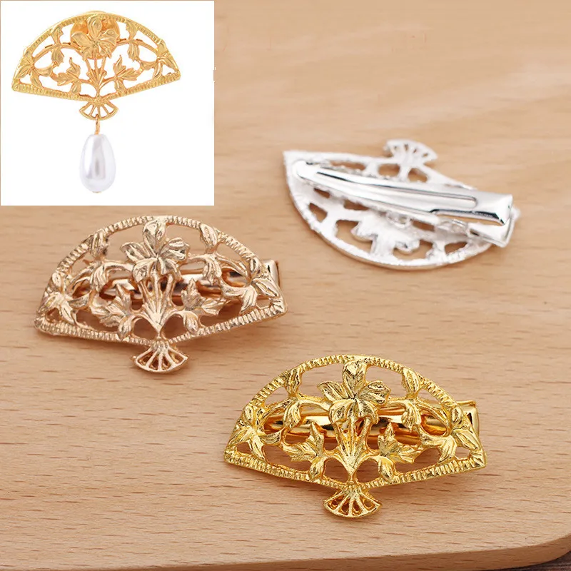 10 PCS 23x37mm Metal Alloy Fan Hair Clip DIY Handmade Hairpin Accessories For Jewelry Making | Украшения и аксессуары
