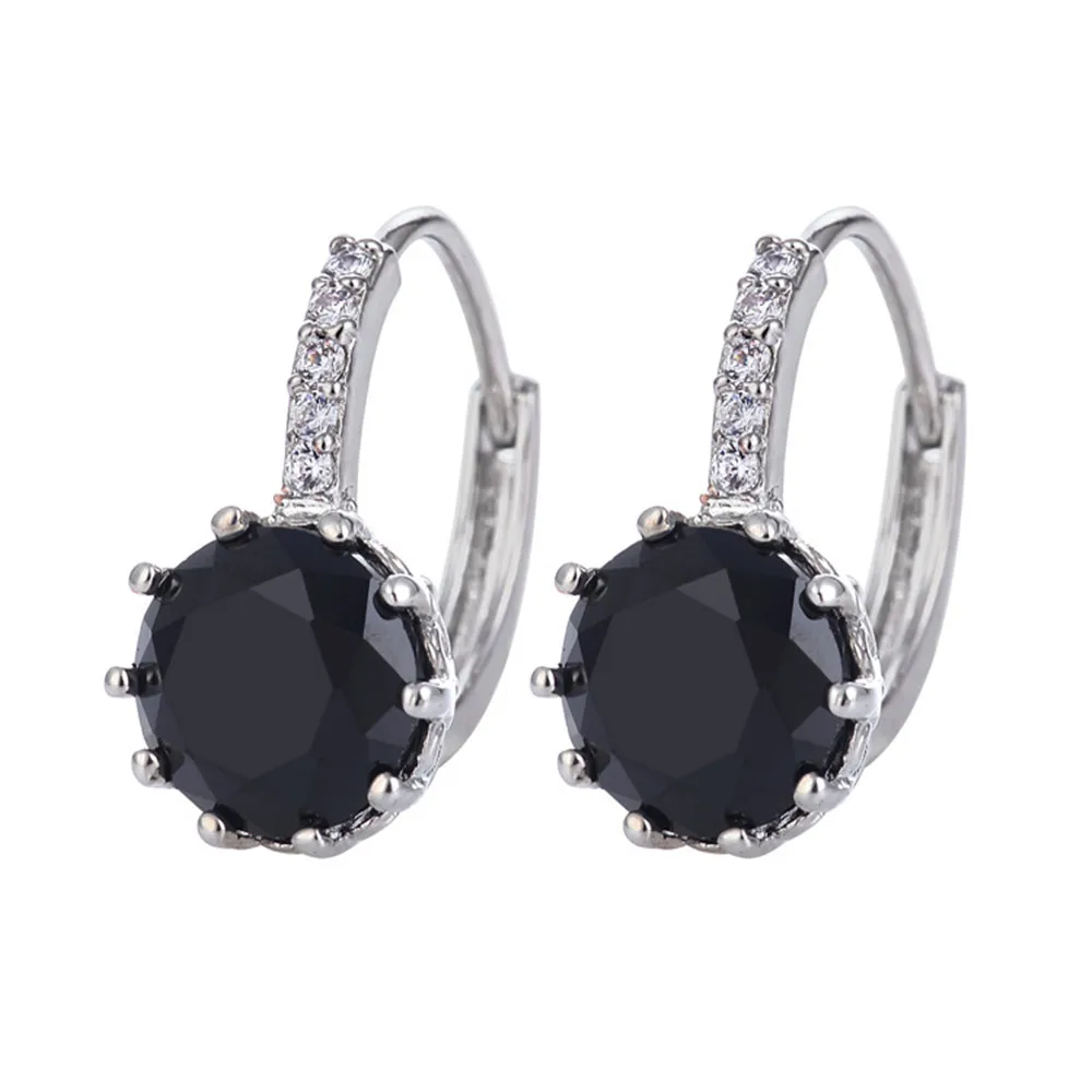 Серьги-кольца для женщин, серьги-кольца с кристаллами, модные ювелирные украшения, свадебные серьги-кольца для женщин, серьги - Окраска металла: 7