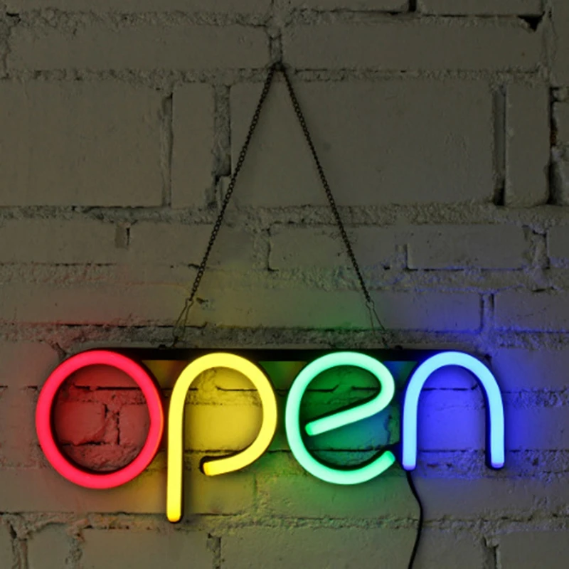

LED Open Sign Neon LED Light Bulb Handmade Commercial Lighting Business Shop Display Wall Decoration 50x25Cm US Plug