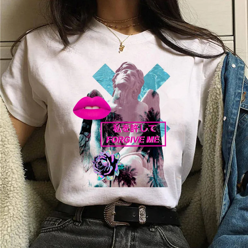 620 Эстетическая футболка vaporwave Michelangelo Женская модная новая футболка harajuku Повседневная Корейская стильная графическая футболка в стиле хип-хоп женская - Цвет: 620