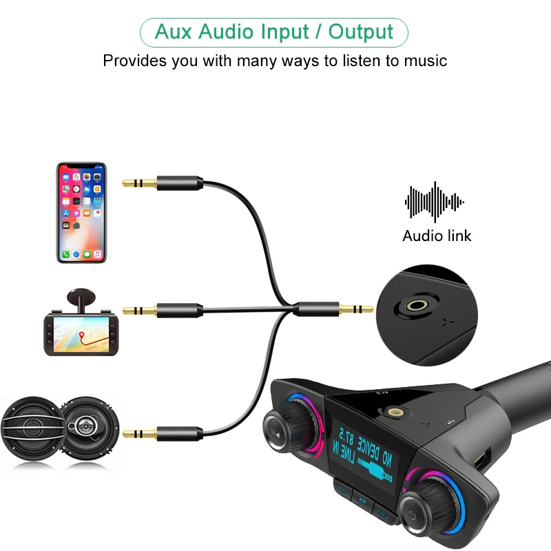 Аудио Автомобильный mp3 плеер USB модулятор Bluetooth fm-передатчик светодиодный двойной USB Мобильный телефон громкой связи дисплей зарядное устройство беспроводной музыка