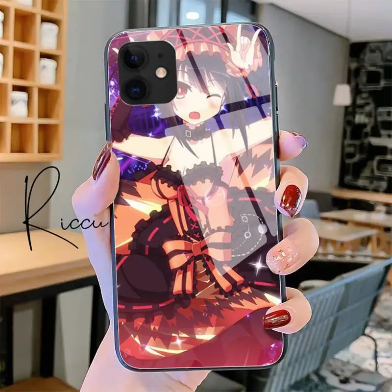 Date a live Tokisaki Kurumi Anime Phone Case Tempered Glass For iPhone 11 Pro XR XS MAX 8 X 7 6S 6 Plus SE 2020 12 Pro Max Mini aesthetic phone cases Cases For iPhone