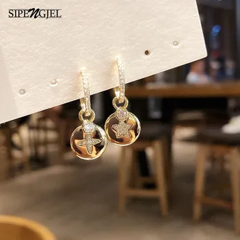 

New double star Earrings Fashion Brand quality Cubic Zirconia crystal Earrings For Women fashion Jewelry hoops 2020