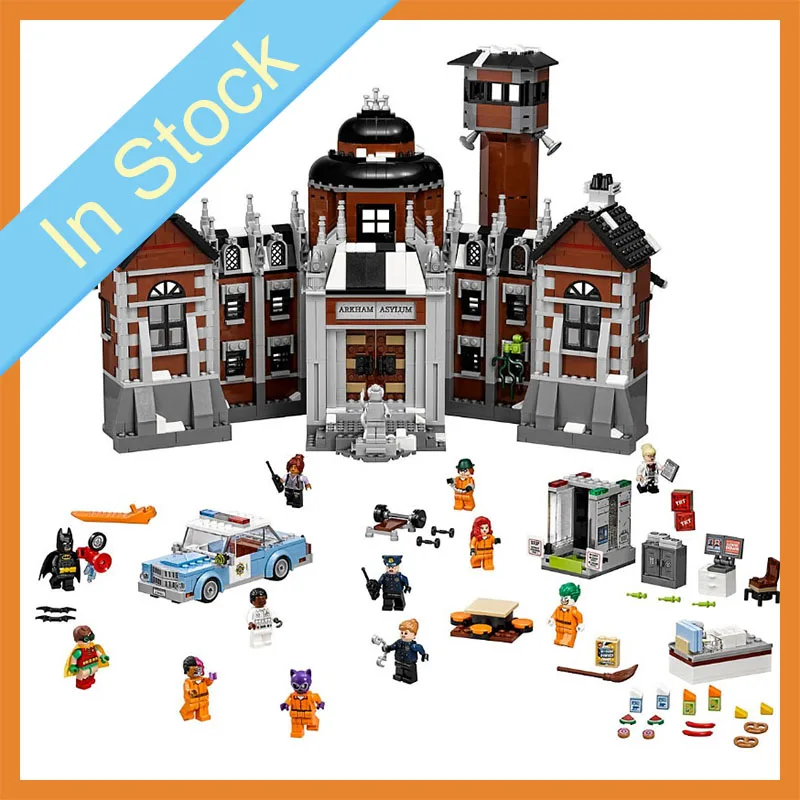In stock 07055 1743Pcs Super Hero Batman DC Comics Arkham Asylum Building Blocks Bricks child Toys