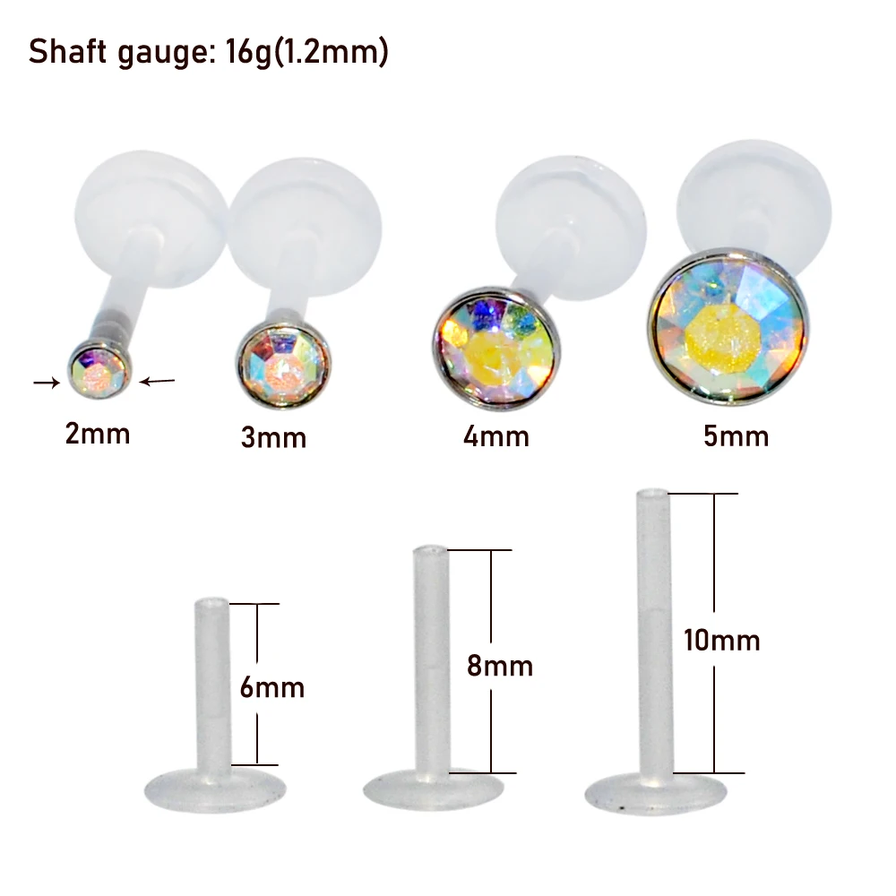 Body Piercing Jewelry 1pcs Bioflex Flexible PTFE Labret Stud CZ Gem Crystal Press Fit Ear Tragus Cartilage Helix Earrings New Body Piercing Jewelry piercing jewelry,body piercing earrings,ear piercing jewelry,body piercing jewelry,body jewelry