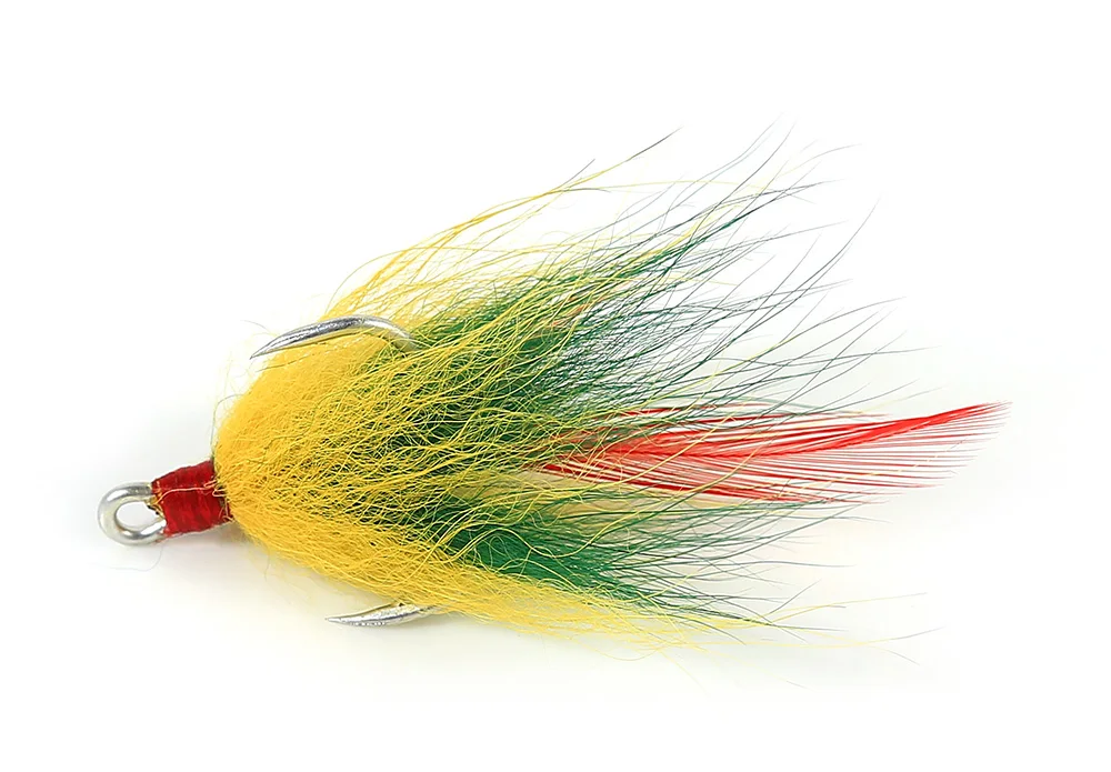 FTK рыболовный тройной крючок Размер 1#2#4#6# Высокоуглеродистая сталь крючок с цветными лисьими волосами тройной крючок с лентой рыболовные снасти