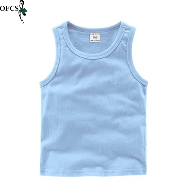 

Sleeveless T-shirt Children Summer Leisure Comfortable Vest Is Boys And Girls Pure Color Cotton T-shirt Clothing Kids Sportswear