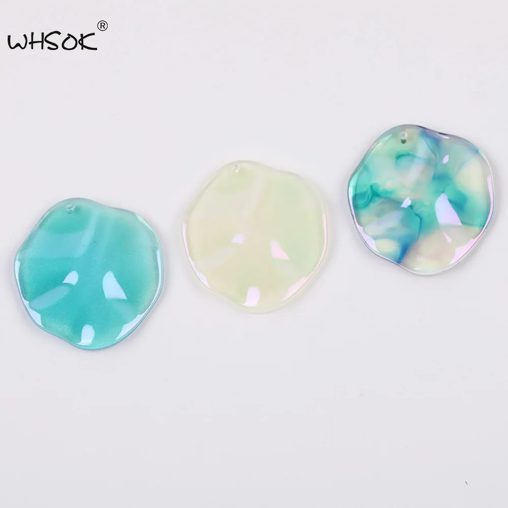 

WHSOK 30*32MM 50Pcs Jewelry Accessories/Pendants For Earring/Hand Made/Aurora Effect/Round Wave Shape/Resin Beads/DIY Making