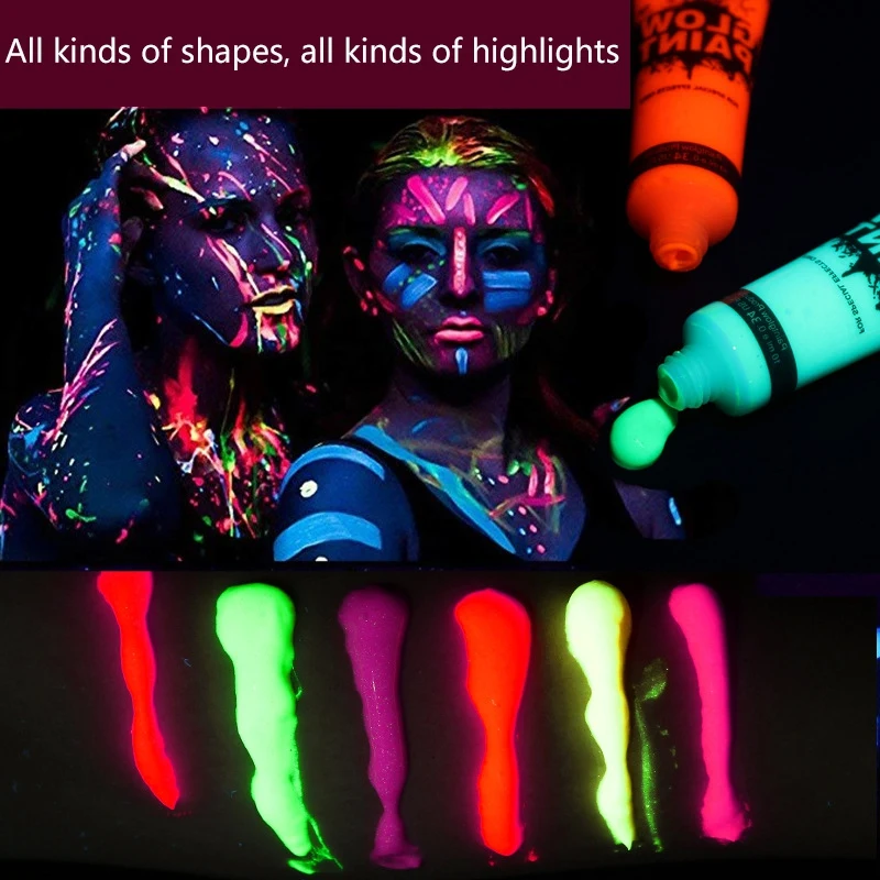 

Body Art Make Up Paint Cream UV Neon Fluorescent Party Festival Halloween Cosplay Makeup Kids Face Paint UV Glow Painting