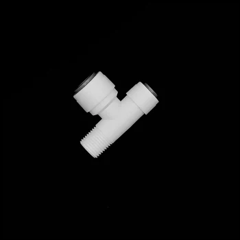 

1PCS 1/4''-3/8''-1/4'' external thread white t-type three-way right angle RO quick connector water purifier fittings