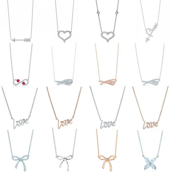 

New High-quality 100% S925 Silver 1:1 Charm Heart-shaped Bow Love Pendant Necklace Rose Gold Original Authentic Ladies Jewelry