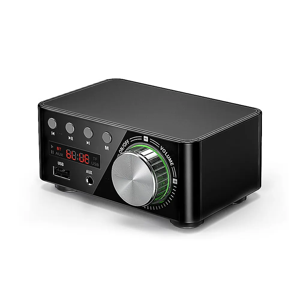 Black AIYIMA Bluetooth 5,0 TPA3116 50 Вт* 2 класса D мини-усилитель Hifi Fever аудио усилитель мощности стерео 2,0 MP3 плеер без потерь - Цвет: Black