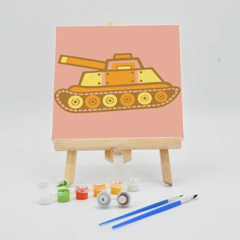 

Canvas Paint Oil Paintings By Numbers For Kids 20×20cm Digital Acrylic Artworks Tank Cartoon Pictures Children Coloring DIY