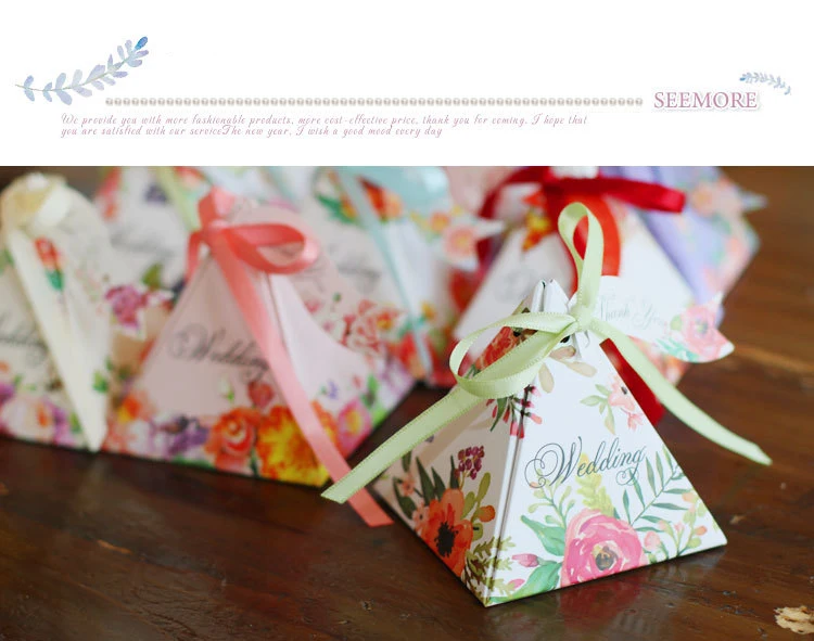 10 шт. riangular Пирамида коробка конфет Baby Shower вечерние подарки коробки, свадебные сувениры для гостей Свадебные украшения