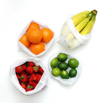 

5pcs/set Multipurpose Mesh Cloth Bundle Pocket Washable Bags For Fruit and Vegetable Reusable Mesh Storage Bag Store Small Item
