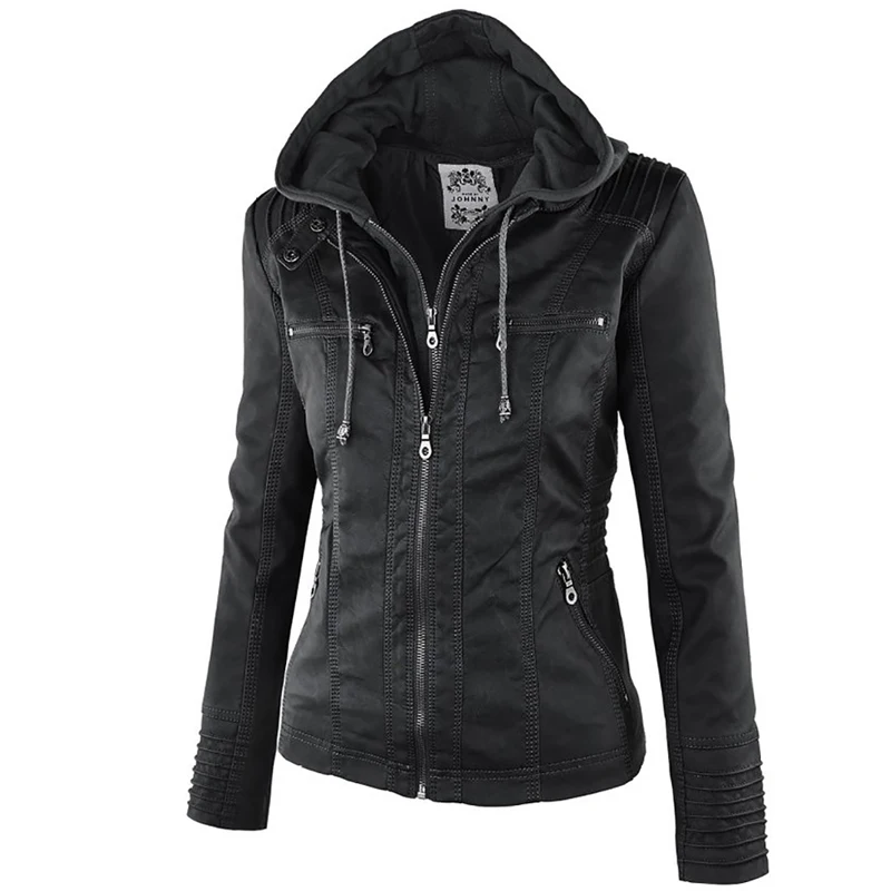 2020 Winter Faux Leather Jacket Women Casual Basic