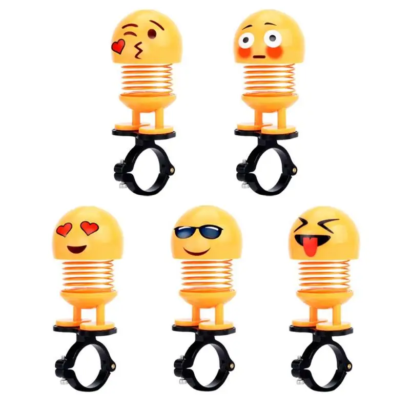 

Bicycle Bobblehead Cartoon Funny Emoji Wobble Aluminum Alloy Bracket Resin Spring Interesting Head Dolls Bounce Car Ornaments