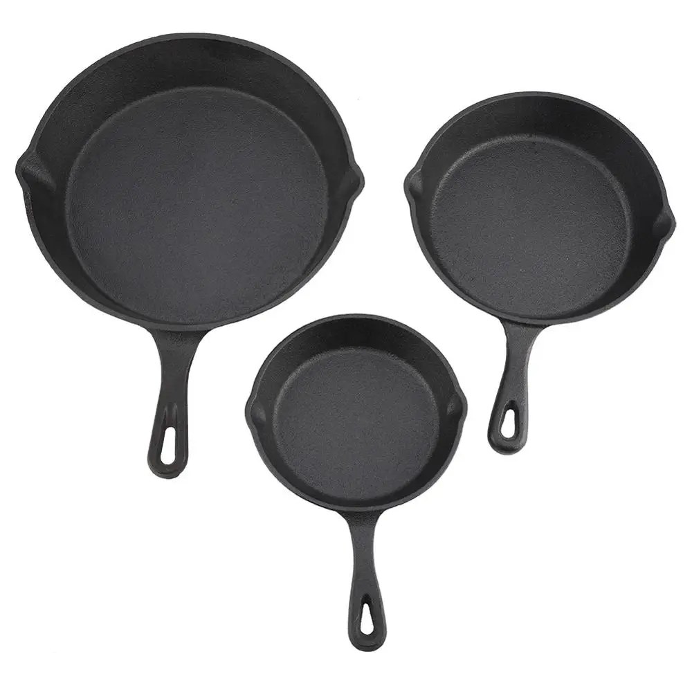 3 шт./компл. 16 см 20 см 25 см чугунные сковороды посуда Pots бытовой Кухня Пособия по кулинарии инструмент набор сковородок, Комплект постельного белья Panelas