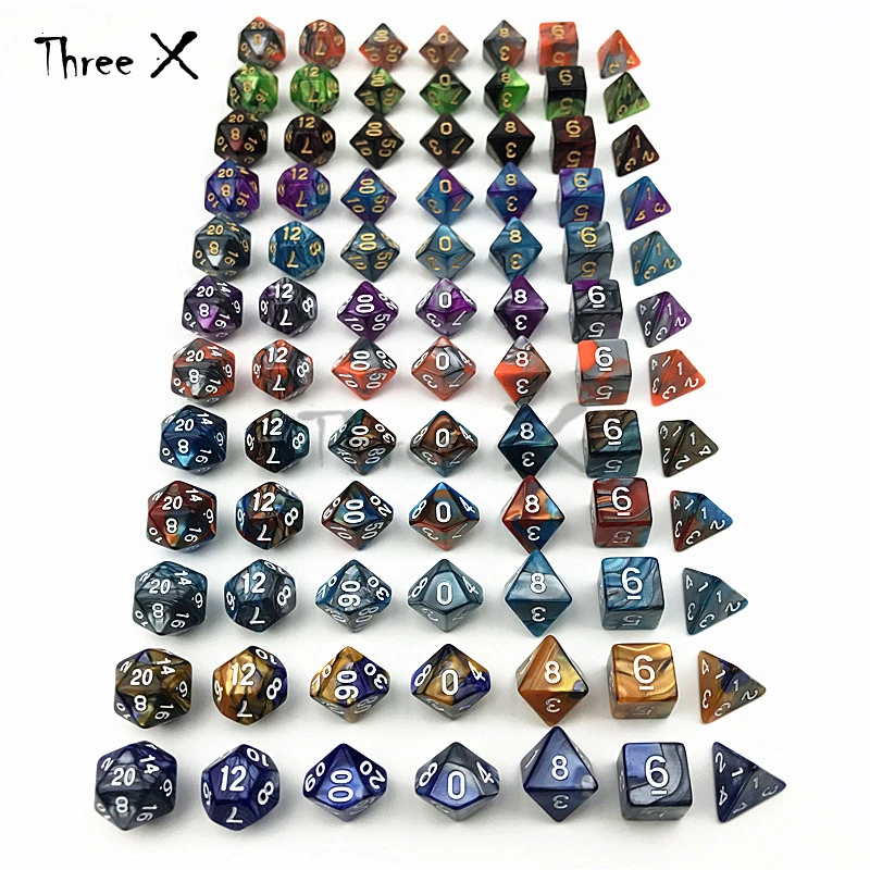 Purple with Blue Mixed-color Portable Dice Playing Game for DNDGame Double Color Effect Rpg