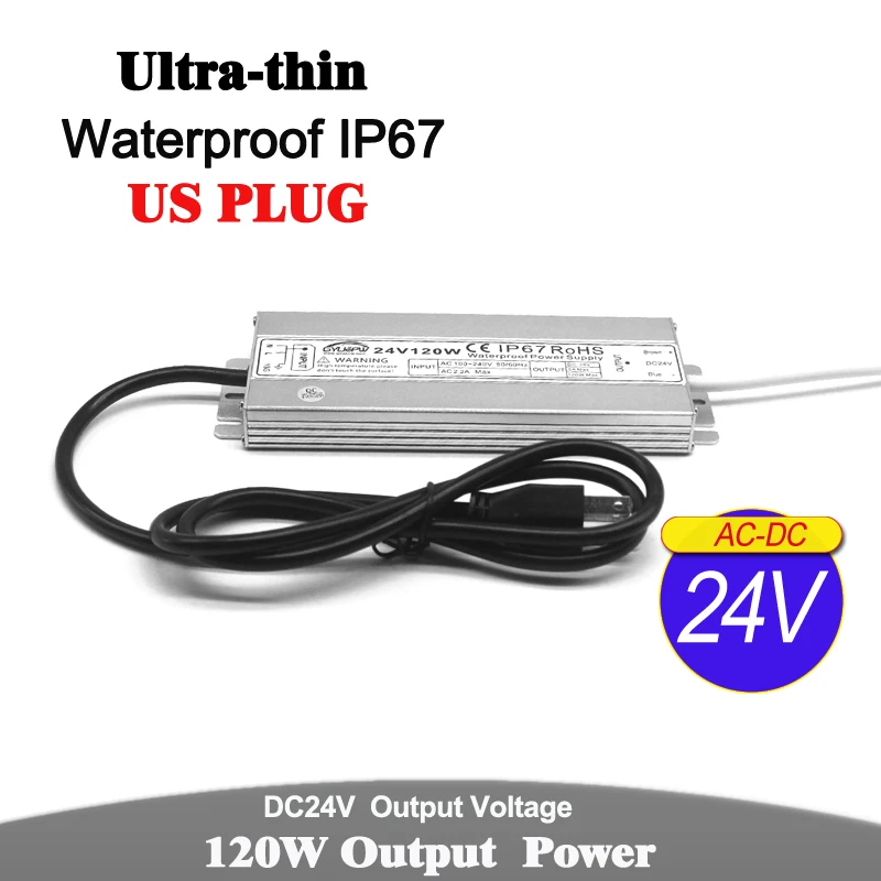 DC12V DC24V 60 Вт 72 Вт 100W 120W 150W Питание переключатель переменного тока DC 12V 24V Водонепроницаемый IP67 Мощность s адаптер США Штепсель для Светодиодный светильник CCTV