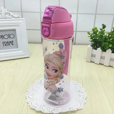 550 мл Kawaii пластиковые походные бутылки питьевой воды милый мультяшный Микки Минни Принцесса автомобиль Человек-паук для детей с веревками - Color: design 19