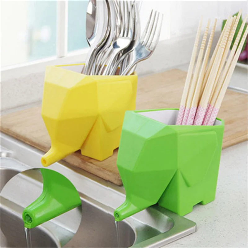 Elephant Cutlery Drainer Colander Storage Draining Rack Drying For Spoon Chopsticks Fork Toothbrush Holder Cutlery Organizer
