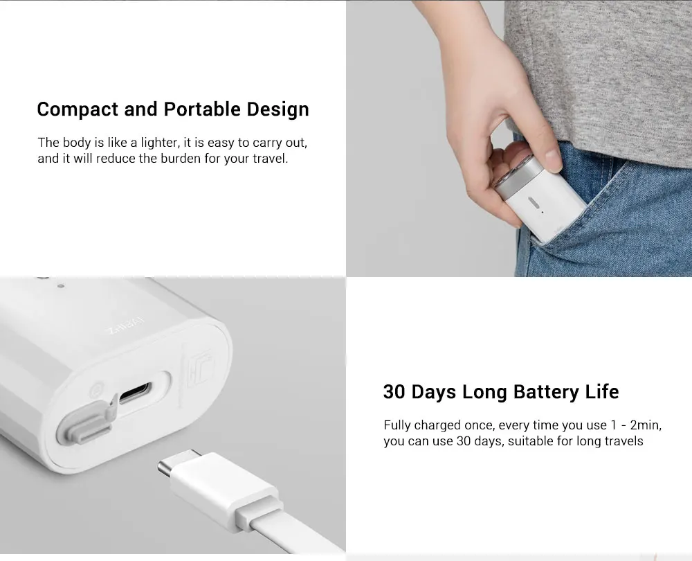 Xiaomi zhibay мини электробритва Влажная и сухая Водонепроницаемая usb type-c заряжаемый триммер для бороды бритва мини-корпус