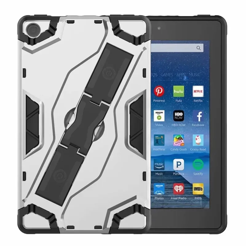 Противоударный Защитный чехол для Amazon kindle Fire 7 силиконовый PC задняя крышка для Amazon kindle HD7 планшетный ПК+ 3 в 1 - Цвет: Серебристый
