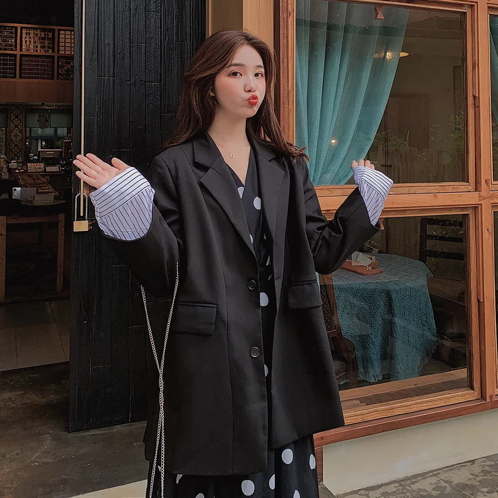 

Photo Shoot Suit Jacket Women's Vintage Hong Kong Style Western Style 2019 New Style Autumn Casual Loose-Fit Graceful Korean-sty