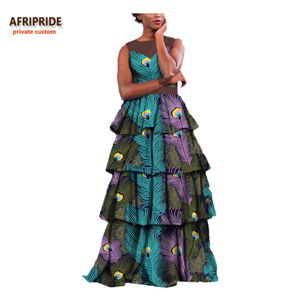 Африканское винтажное женское вечернее платье AFRIPRIDE, индивидуальное платье без рукавов с круглым вырезом, 4 слоя, длина до пола, плиссированное вечернее платье A722589