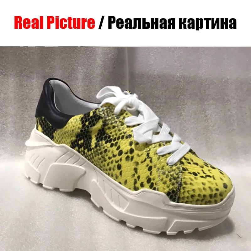 DORATASIA Spring New Western Style Girl Snake Veins Sneakers Women Whole Genuine Cow Leather Fashion Dad Shoes Woman