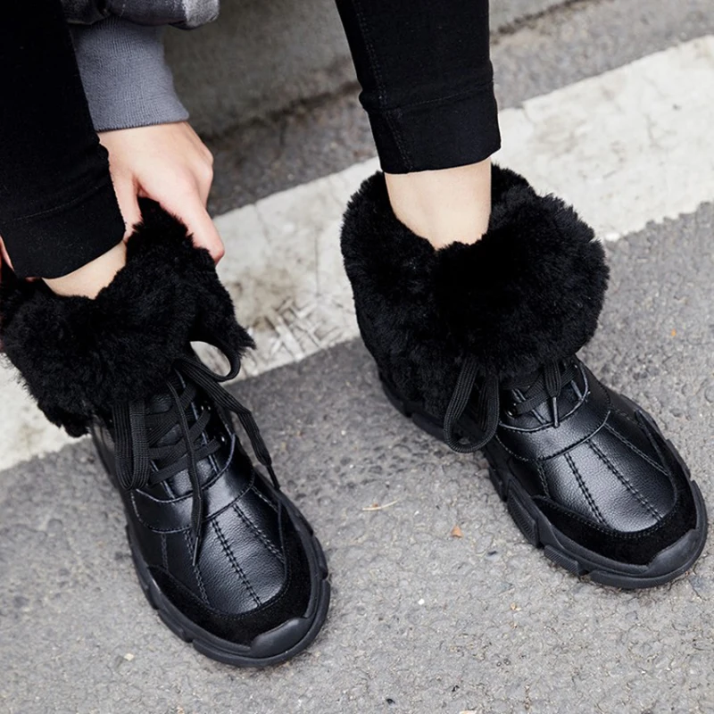 SWYIVY/женские ботинки из натуральной кожи; Chaussures Booties; коллекция года; женские ботильоны; короткая плюшевая зимняя обувь