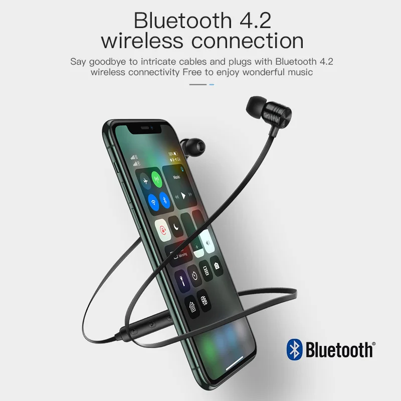 KUULAA Bluetooth наушники беспроводные шейные спортивные свободные руки вкладыши