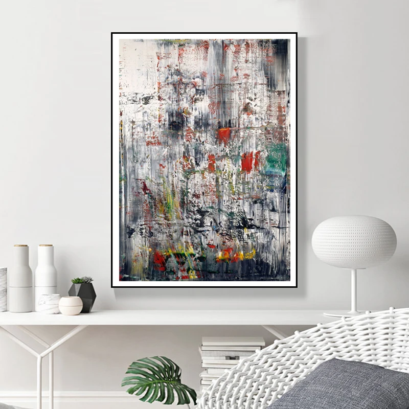 

Gerhard Richter Modern Artwork Poster Red Green White Abstract Painting Prints Contemporary Wall Art Canvas Picture Couples Gift