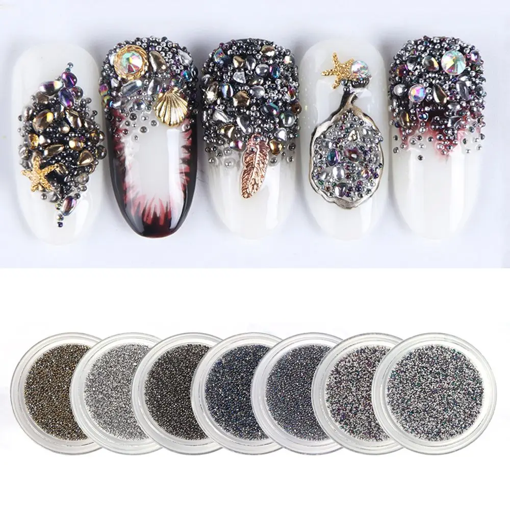 

1box Metal Micro Elf Beads Nail Art Alloy Gold Silver Nail Decor Gray Mini Stainless Steel Caviar Studs Nails Accessories Jewelry