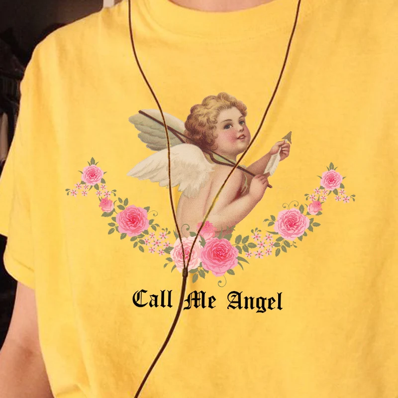

Женская Винтажная футболка с надписью «Call Me Angel»