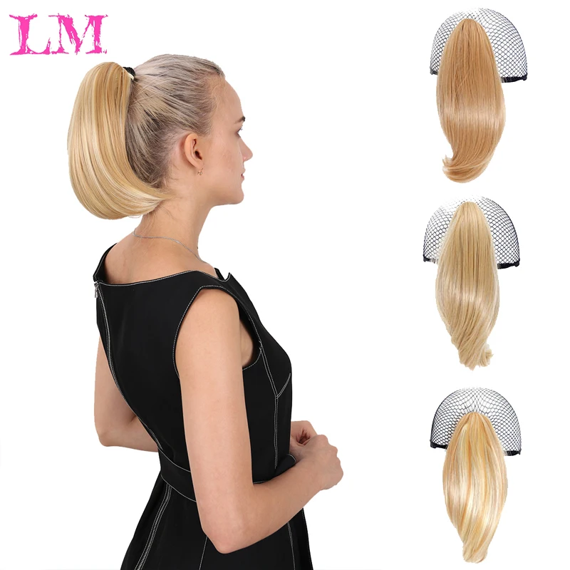 

LIANGMO 10 inches Claw Clip in Ponytail Hair Extensions Synthetic Straight Hairpiece for Women