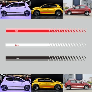 

2 PCS/lot Car Stickers Side Stripe Decal Graphic Body Kit for PEUGEOT 307 108 208 Car Body Accessories